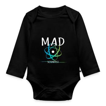 Atom Design Science Teacher Mad Scientist - Baby Bio-Langarm-Body - Schwarz - Vorne