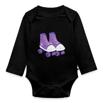 Rollschuh - Baby Bio-Langarm-Body - Schwarz - Vorne