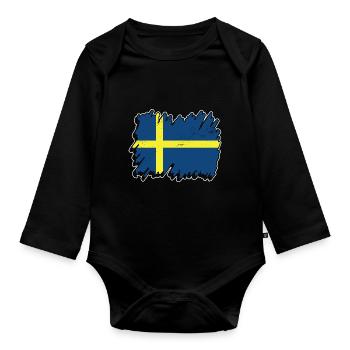 Sweden Design for Sweden Fans - Organic Longsleeve Baby Bodysuit - black - Front