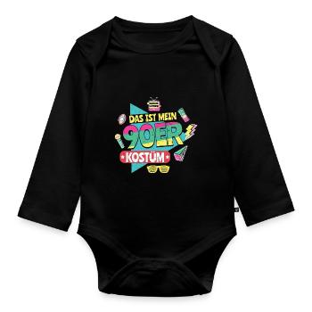 Das ist mein 90er Kostüm 90er Jahre Party Spruch - Baby Bio-Langarm-Body - Schwarz - Vorne