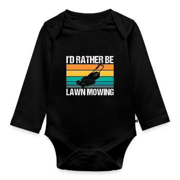 Je préférerais tondre à gazon mowologue tracteur à fauchage - Body Bébé bio manches longues - noir - Devant