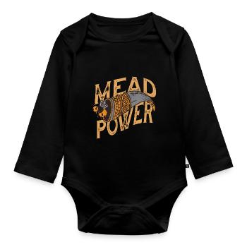 Met Power Wikinger Met Trinkhorn Mit Biene - Baby Bio-Langarm-Body - Schwarz - Vorne