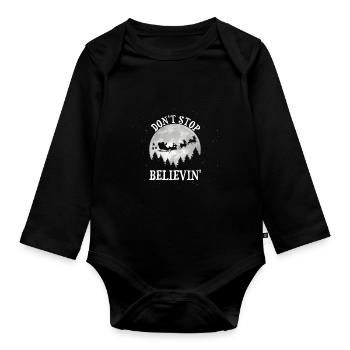 Don't Stop Believing Weihnachtsmann Rentier Mond - Baby Bio-Langarm-Body - Schwarz - Vorne