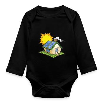 Grünes Haus - Baby Bio-Langarm-Body - Schwarz - Vorne