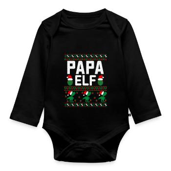 papa elfe vilain pull de Noël - Body Bébé bio manches longues - noir - Devant