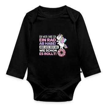 Ich Weiß Dass Ich Ein Rad Ab Habe Aber Guck Doch M - Baby Bio-Langarm-Body - Schwarz - Vorne