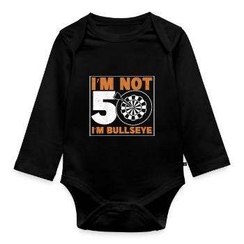 Je n’ai pas 50 ans Je suis Joueur de fléchettes Bullseye 50e anniversaire - Body Bébé bio manches longues - noir - Devant