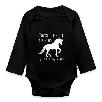 J'aime mon cadeau de cheval / conception - Body Bébé bio manches longues - noir - Devant