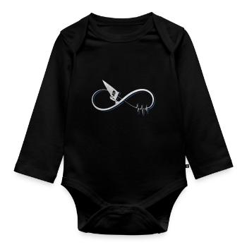 I love windsurfing gift / design - Organic Longsleeve Baby Bodysuit - black - Front