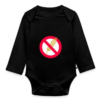 Kein Weizen-Passahfest-jüdisches Feier-Geschenk - Baby Bio-Langarm-Body - Schwarz - Vorne