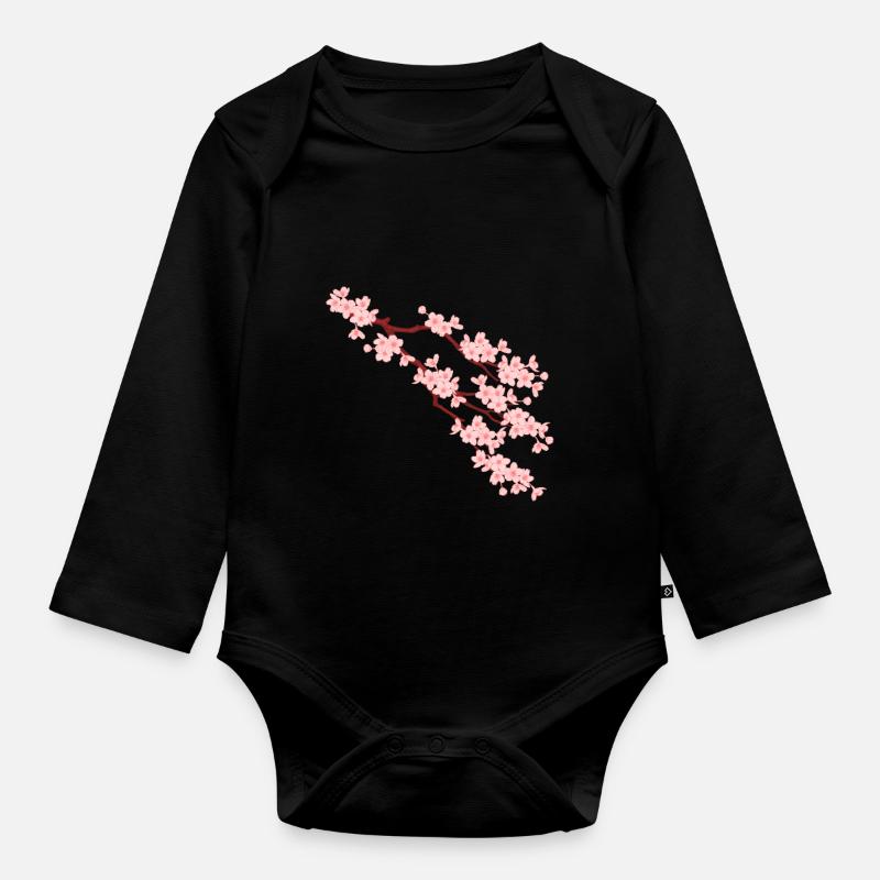 sakura - Body Bébé bio manches longues - noir