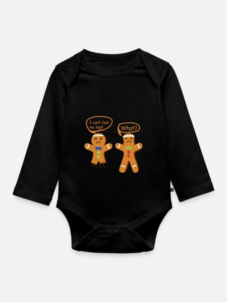 Christmas Gingerbread - Baby Bio-Langarm-Body - Schwarz