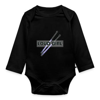 Loud Girl Drummer Percussion Interdiction musicale - Body Bébé bio manches longues - noir - Devant