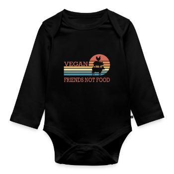 Amis végétaliens pas de nourriture - Body Bébé bio manches longues - noir - Devant