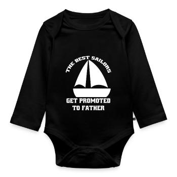 Sailing Boat Dad Sailor Captain Papa Ship Sail - Organic Longsleeve Baby Bodysuit - black - Front