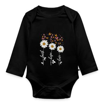 faith hope love - Organic Longsleeve Baby Bodysuit - black - Front