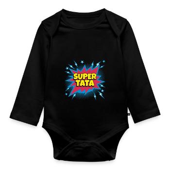 Super Tapa super héro supertata - Body Bébé bio manches longues - noir - Devant