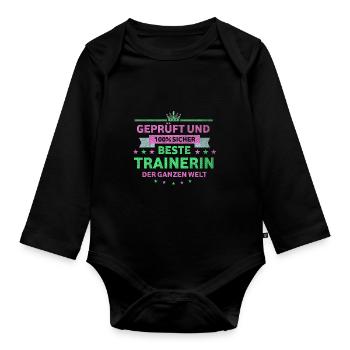 Trainer beste Trainerin - Baby Bio-Langarm-Body - Schwarz - Vorne