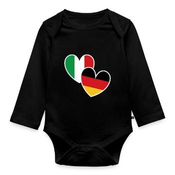 Italy - Organic Longsleeve Baby Bodysuit - black - Front