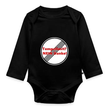 Tempolimit nein, Danke. No Speed Limit! - Baby Bio-Langarm-Body - Schwarz - Vorne