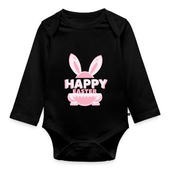 Happy Easter - Organic Longsleeve Baby Bodysuit - black - Front