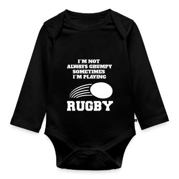 Cadeau de rugby Joueur de rugby Équipe de rugby Entraîneur de rugby - Body Bébé bio manches longues - noir - Devant