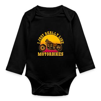 I Just Really Like Motorbikes - Organic Longsleeve Baby Bodysuit - black - Front