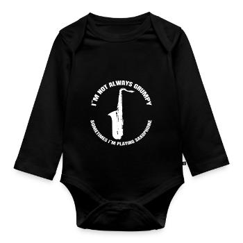Saxophon Instrument Saxofon Musik Saxophonist - Baby Bio-Langarm-Body - Schwarz - Vorne