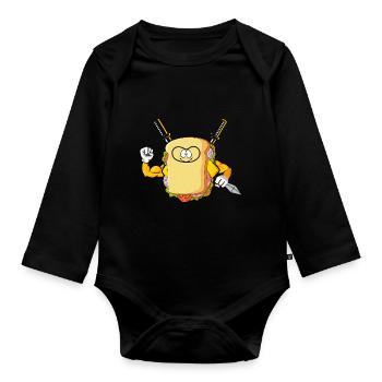 Sandwich Ninja Karate Warrior Japan Geschenk - Baby Bio-Langarm-Body - Schwarz - Vorne