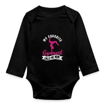 Funny Parent Gymnastics Mum My Favorite Gymnast - Organic Longsleeve Baby Bodysuit - black - Front