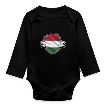Hungary Flag Hungarian Flag Balaton Hungary - Organic Longsleeve Baby Bodysuit - black - Front