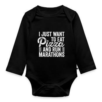 Pizza Und Marathon Läufer Laufen - Baby Bio-Langarm-Body - Schwarz - Vorne
