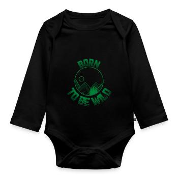 Born Wild Outdoor Adventure - Organic Longsleeve Baby Bodysuit - black - Front