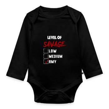 Level of Savage: AMY Checkmark Novelty Custom Name - Baby Bio-Langarm-Body - Schwarz - Vorne