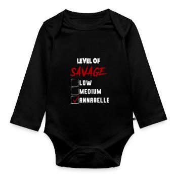 Level of Savage: ANNABELLE Checkmark Novelty Custo - Baby Bio-Langarm-Body - Schwarz - Vorne