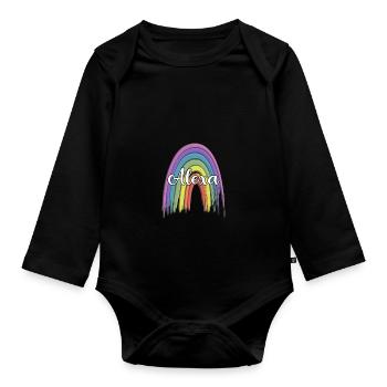 ALEXA Rainbow Cursive - Organic Longsleeve Baby Bodysuit - black - Front
