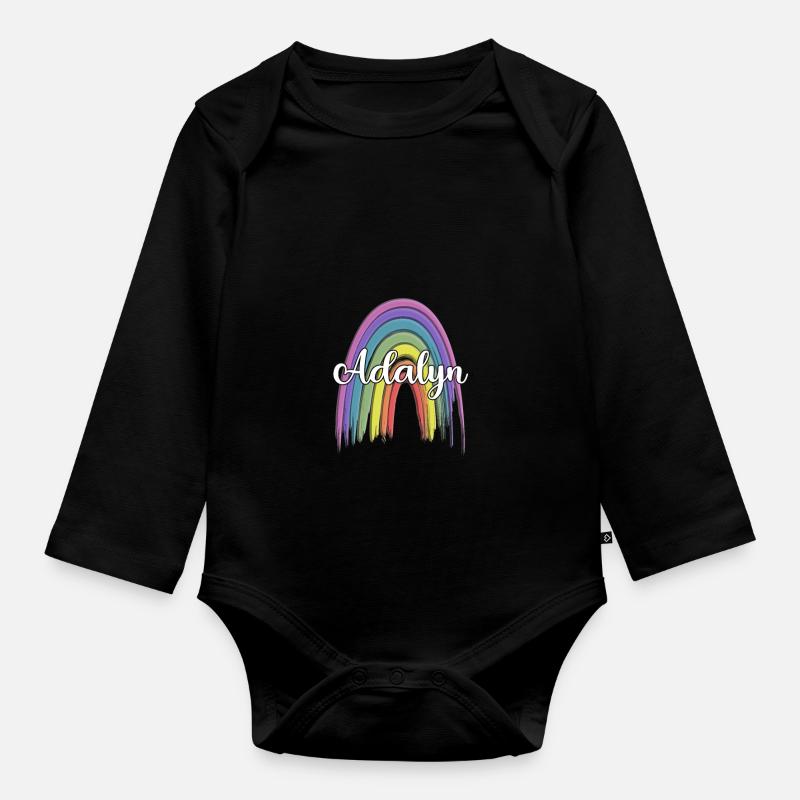 AALIYAH Arc-en-ciel Cursive - Body Bébé bio manches longues - noir