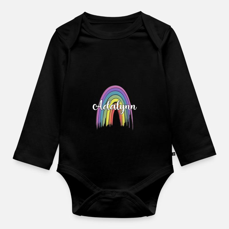 ANDREA Rainbow Cursive - Baby Bio-Langarm-Body - Schwarz