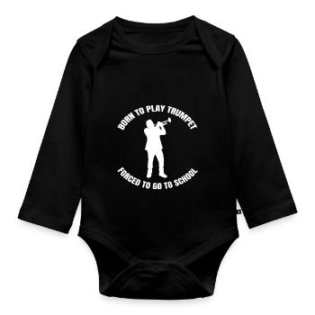 Trompette Musique Dicton Musicien Instrument plus drôle - Body Bébé bio manches longues - noir - Devant