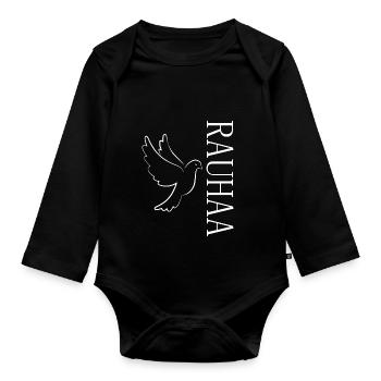 Rauhaa Frieden Ukraine - Baby Bio-Langarm-Body - Schwarz - Vorne