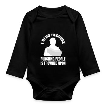 Read Books Gift Book Reader Book Lovers - Organic Longsleeve Baby Bodysuit - black - Front