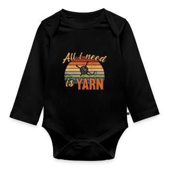 All i need is Yarn / Crochet - Organic Longsleeve Baby Bodysuit - black - Front