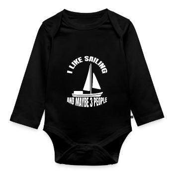 Segeln Schiff Segler Kapitän Segel Boot Segelsport - Baby Bio-Langarm-Body - Schwarz - Vorne