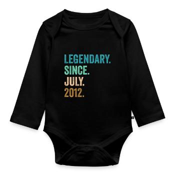 10 Years Old Legendary Since July 2012 10th - Organic Longsleeve Baby Bodysuit - black - Front