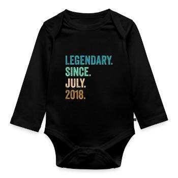 Legendary Since July 2018 4. Geburtstag - Baby Bio-Langarm-Body - Schwarz - Vorne