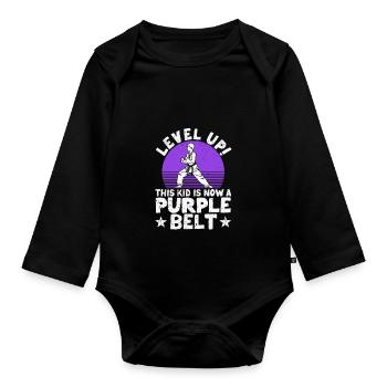 Karate Martial Arts Level Up This Child Is Now - Organic Longsleeve Baby Bodysuit - black - Front