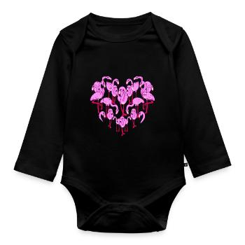 Flamingo Lustiges Flamingo Vogel Geschenk - Baby Bio-Langarm-Body - Schwarz - Vorne