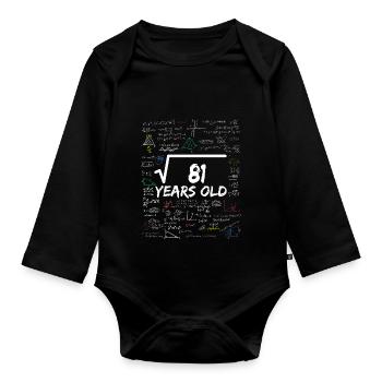 Racine carrée de 81 9TH Funny Math Birthday - Body Bébé bio manches longues - noir - Devant