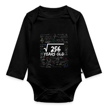Racine carrée de 256 16TH Funny Math Birthday - Body Bébé bio manches longues - noir - Devant