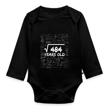 Racine carrée de 484 22ND Funny Math Birthday - Body Bébé bio manches longues - noir - Devant